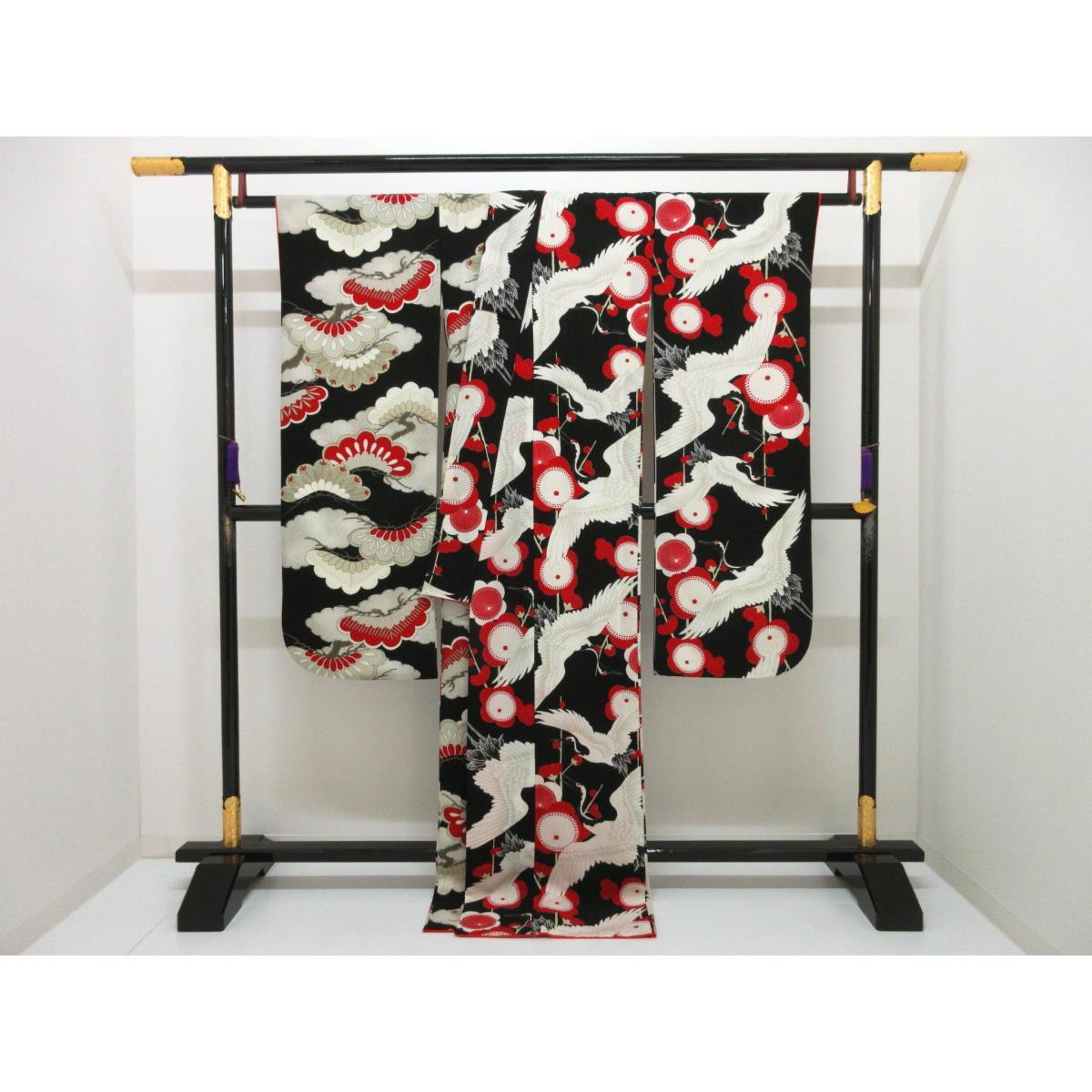 化繊　振袖　片身替わり