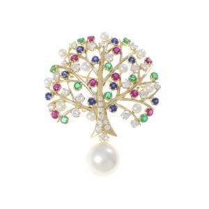 ミキモト カラーストーン ブローチ