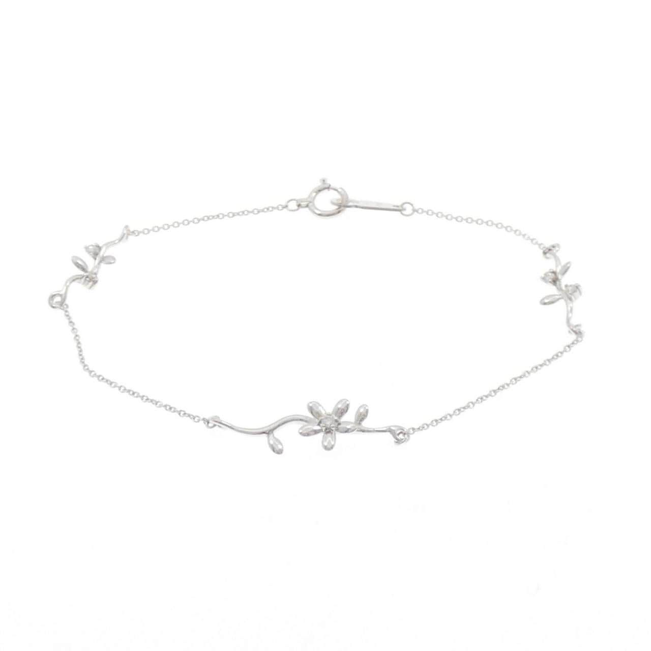 K18WG フラワー ダイヤモンド ブレスレット 0.07CT