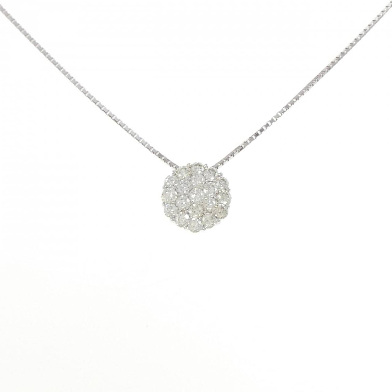 K18WG パヴェ ダイヤモンド ネックレス 1.00CT