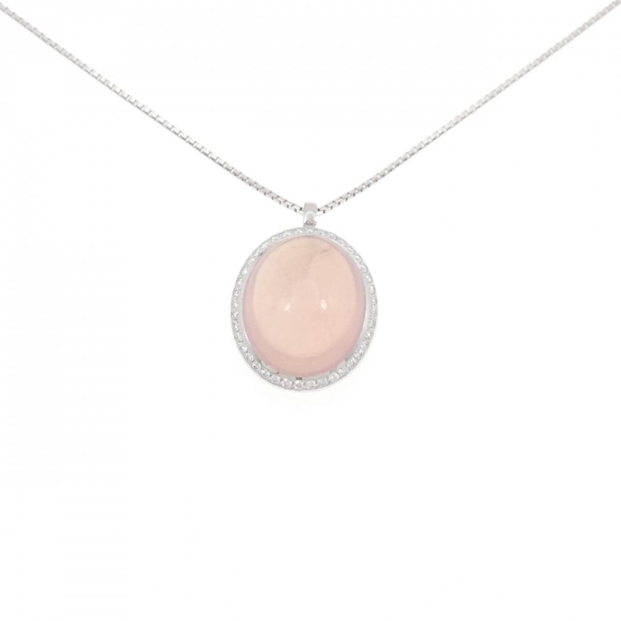K18WG ローズクオーツ ネックレス 19.40CT