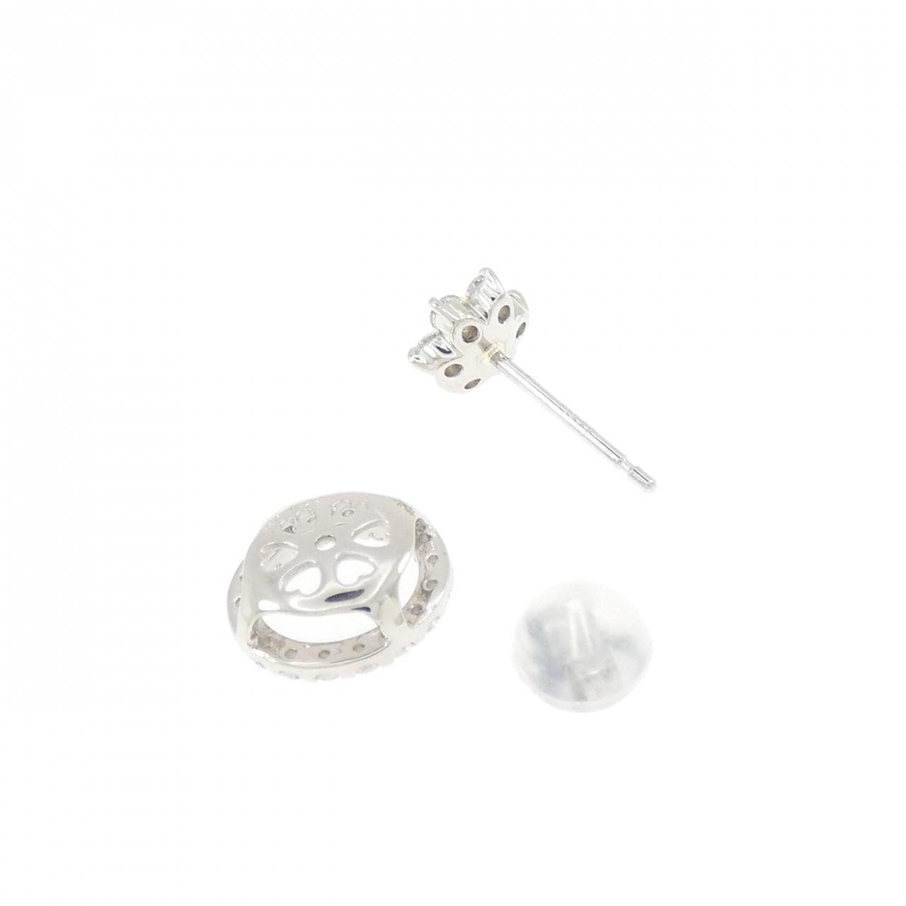 PT900 2WAY フラワー ダイヤモンド ピアス 0.30CT 片耳