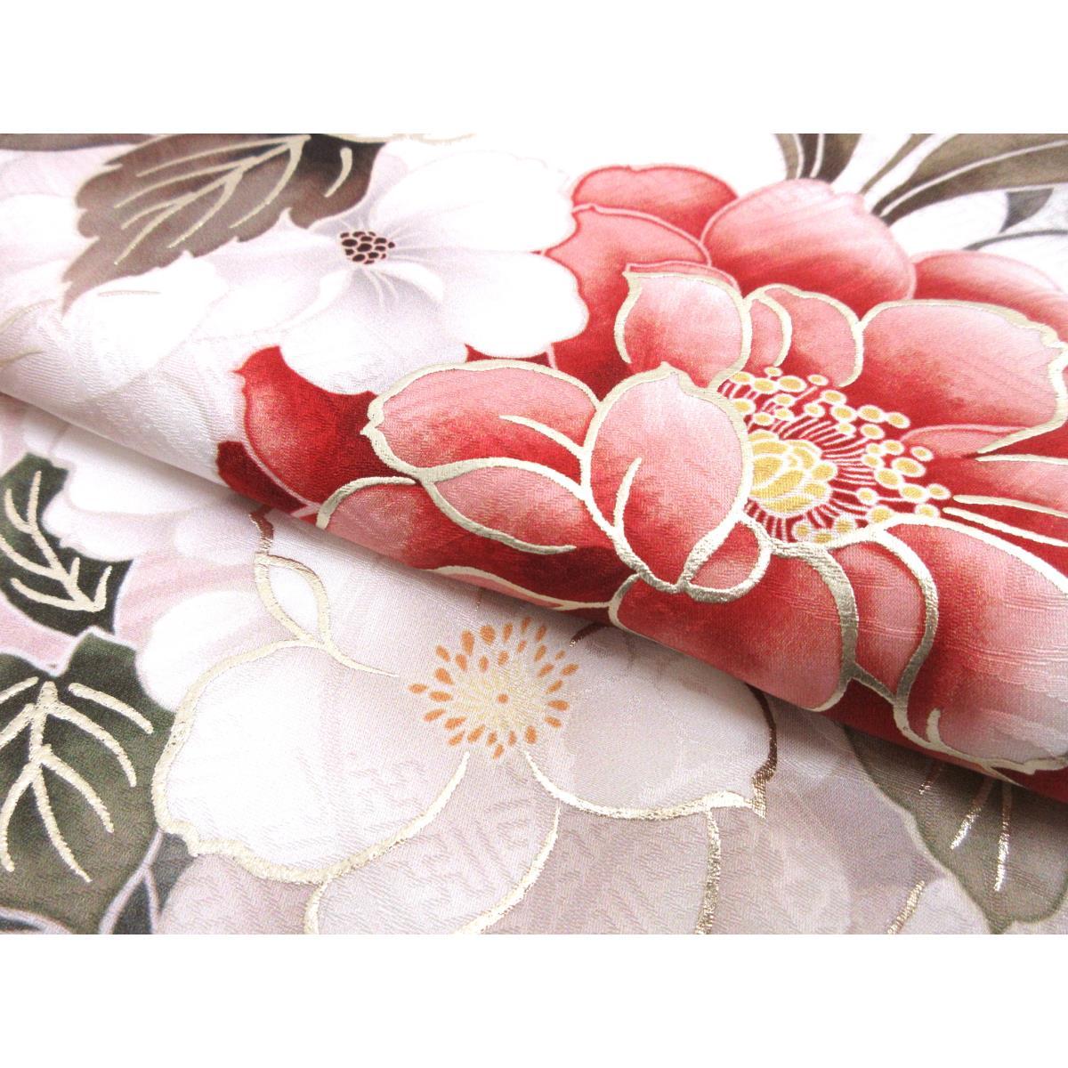 【未使用品】仮縫い　振袖　友禅金彩加工　刺繍入り