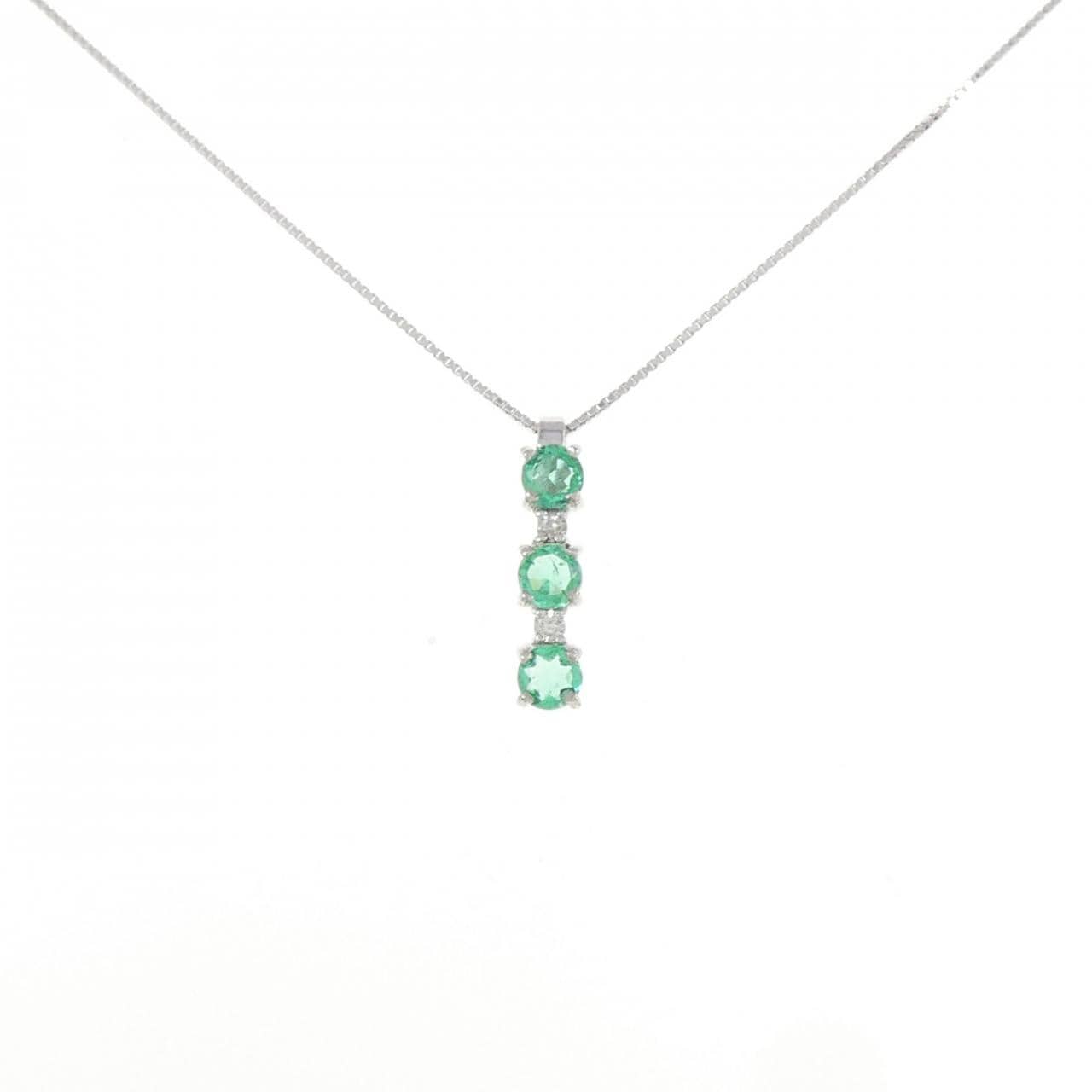 K18WG エメラルド ネックレス 0.37CT