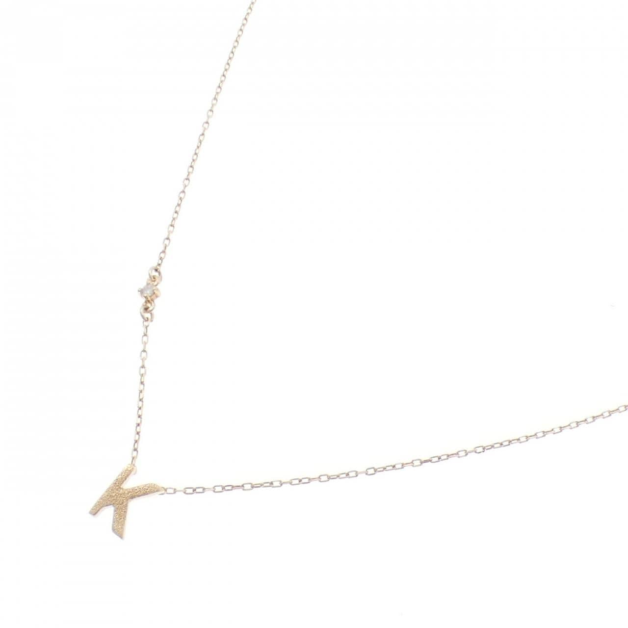 K10YG イニシャルK ダイヤモンド ネックレス