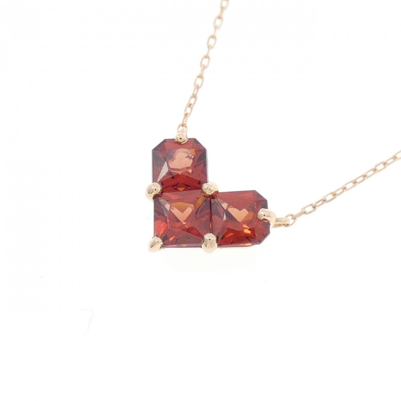 K10PG ハート ガーネット ネックレス