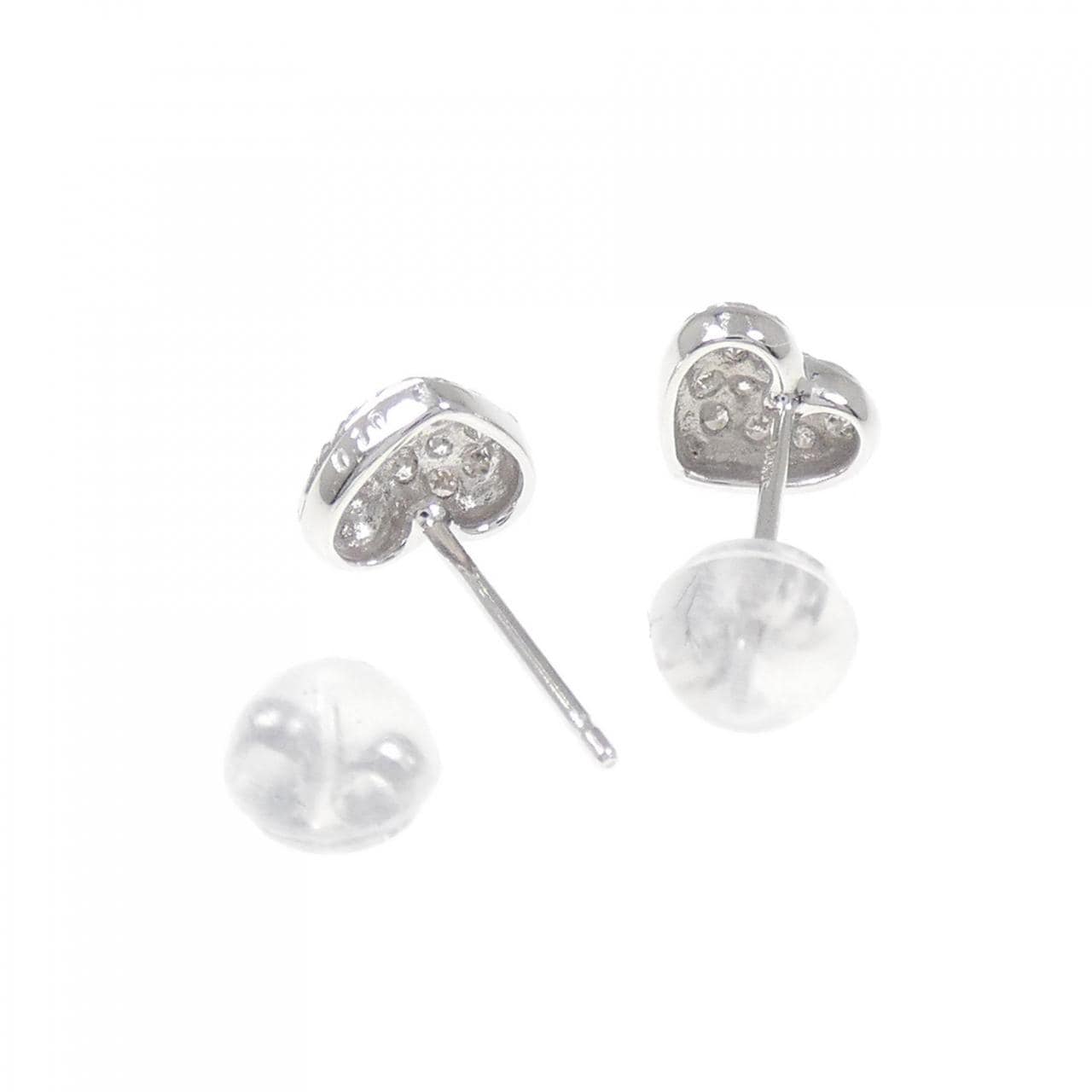 K14WG ハート パヴェ ダイヤモンド ピアス 0.20CT