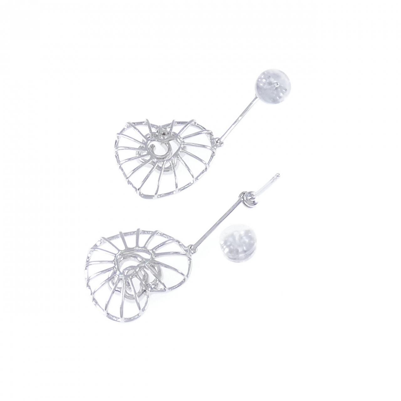 K18WG ハート ダイヤモンド ピアス 0.15CT