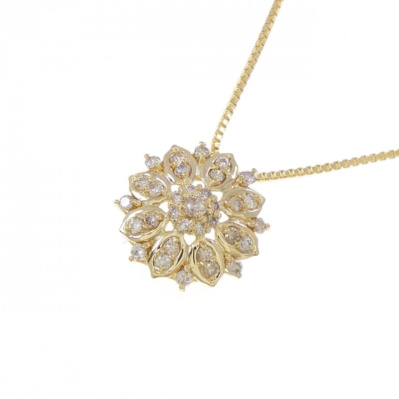 K18YG フラワー ダイヤモンド ネックレス 0.20CT
