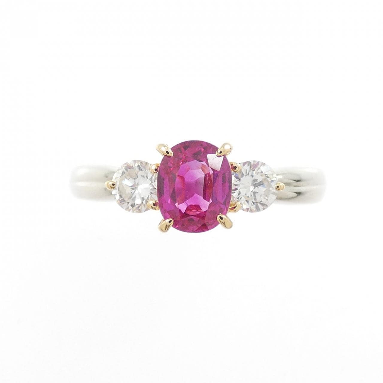 PT900/K18YG ルビー リング 0.83CT