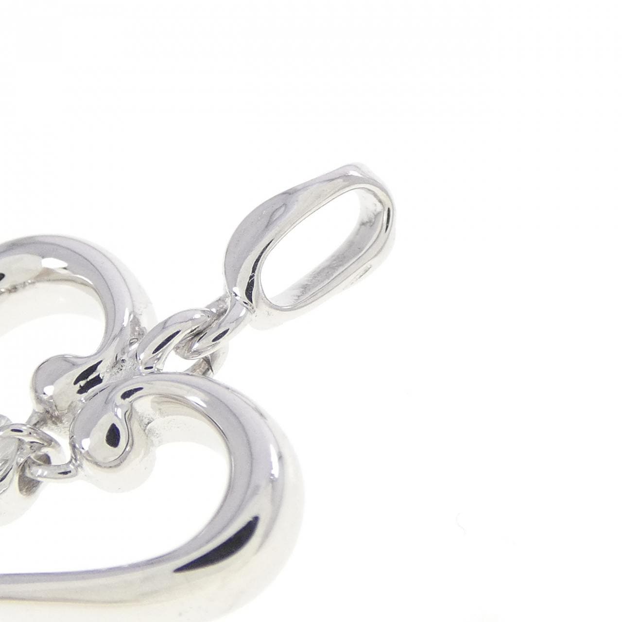 K18WG キー×ハート ダイヤモンド ペンダント 0.15CT