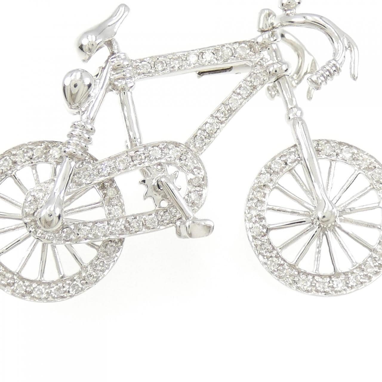750WG Bicycle Diamond Brooch 0.40CT