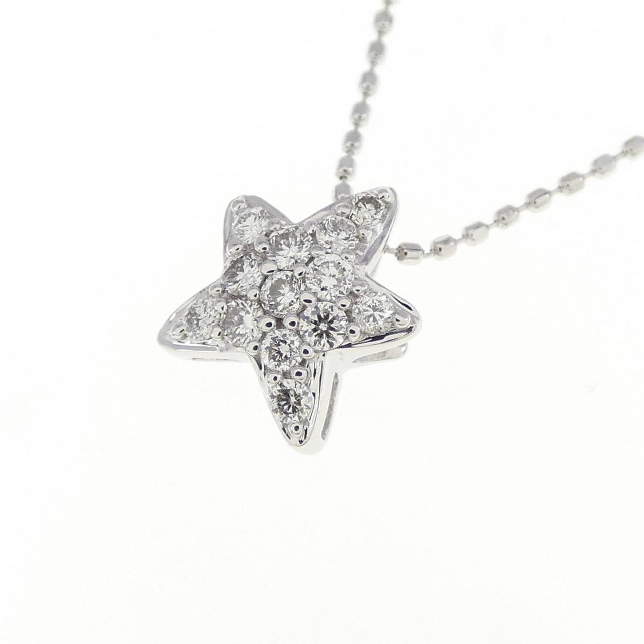 K18WG star Diamond necklace 0.12CT