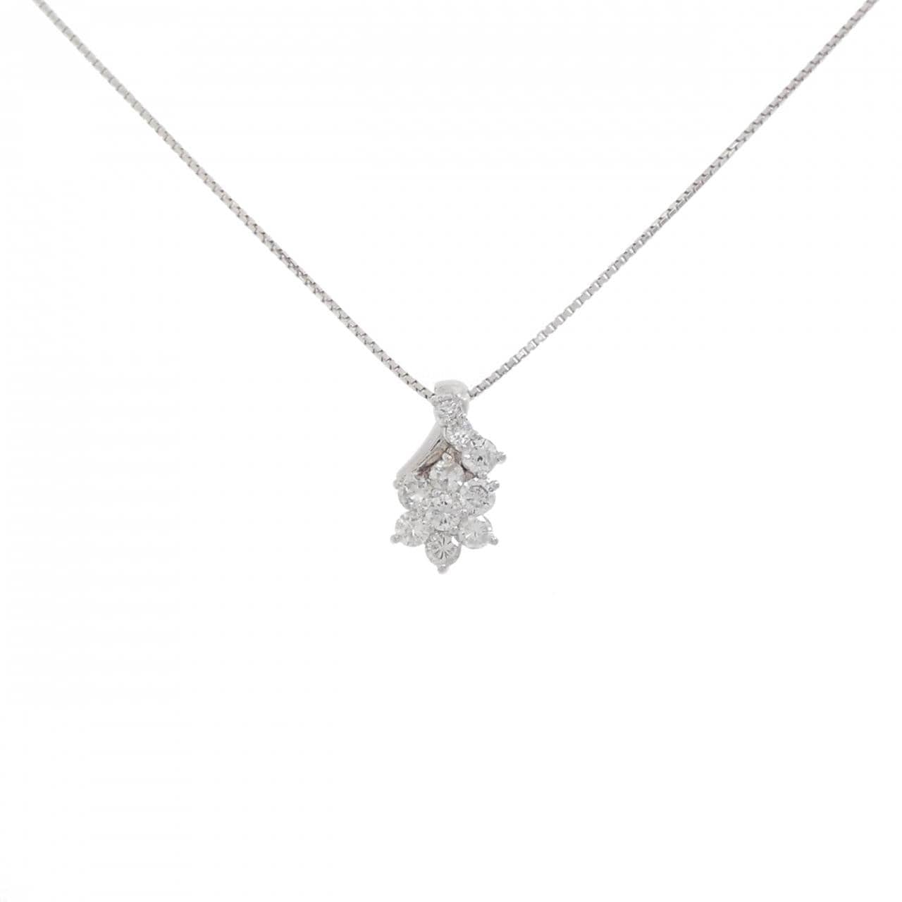PT900/PT850 フラワー ダイヤモンド ネックレス 0.50CT