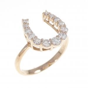 K18PG ホースシュー ダイヤモンド リング 0.50CT
