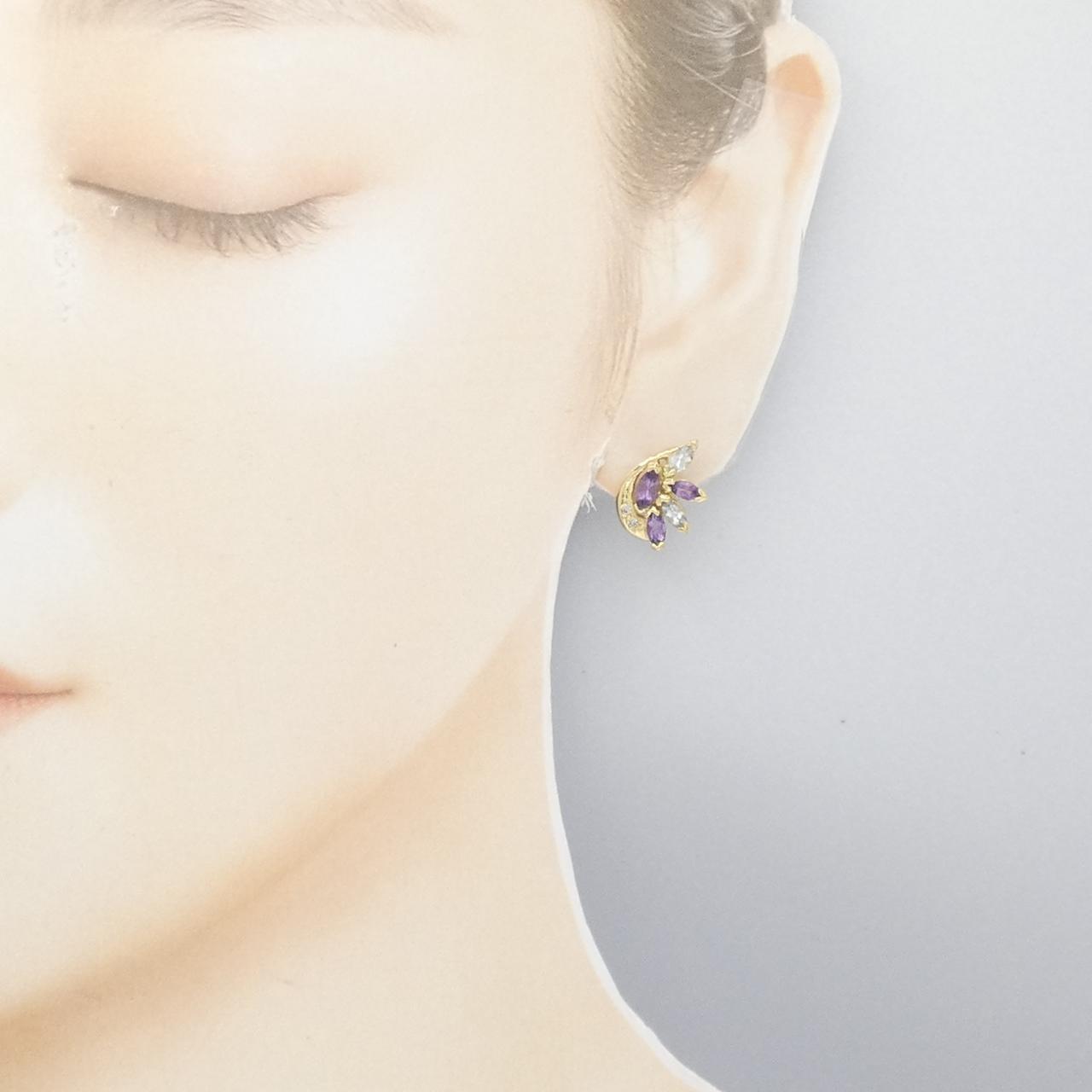 K18YG colored stone earrings