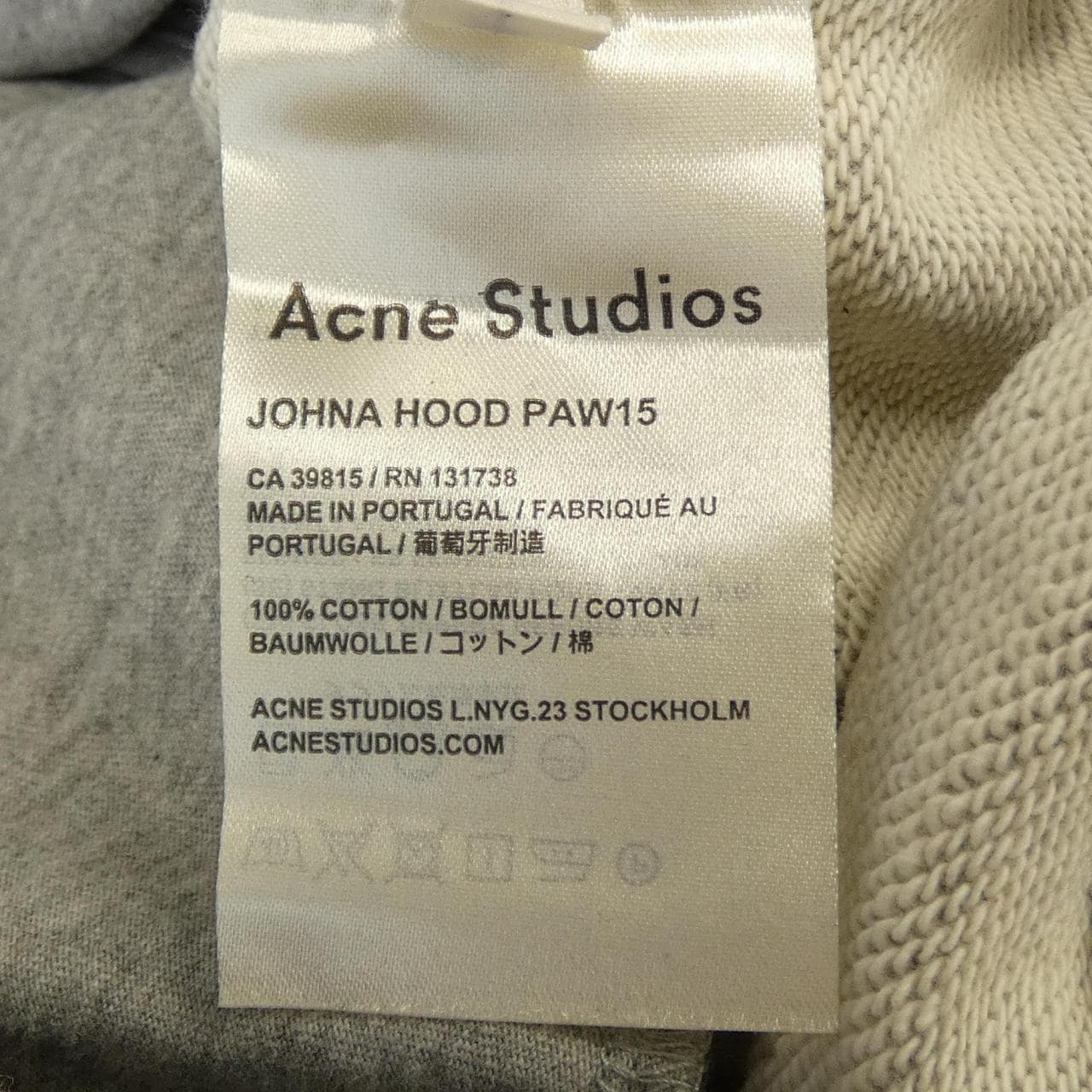 アクネストゥディオズ ACNE STUDIOS JOHNA HOOD PAW15 パーカー