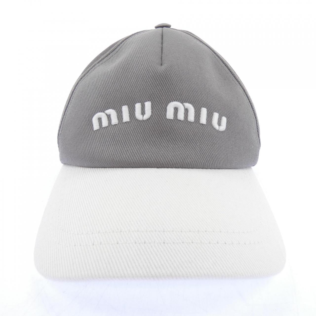 ミュウミュウ MIU MIU ドリルベースボール MIU MIU ロゴ 5HC179 2CQ1 キャップ