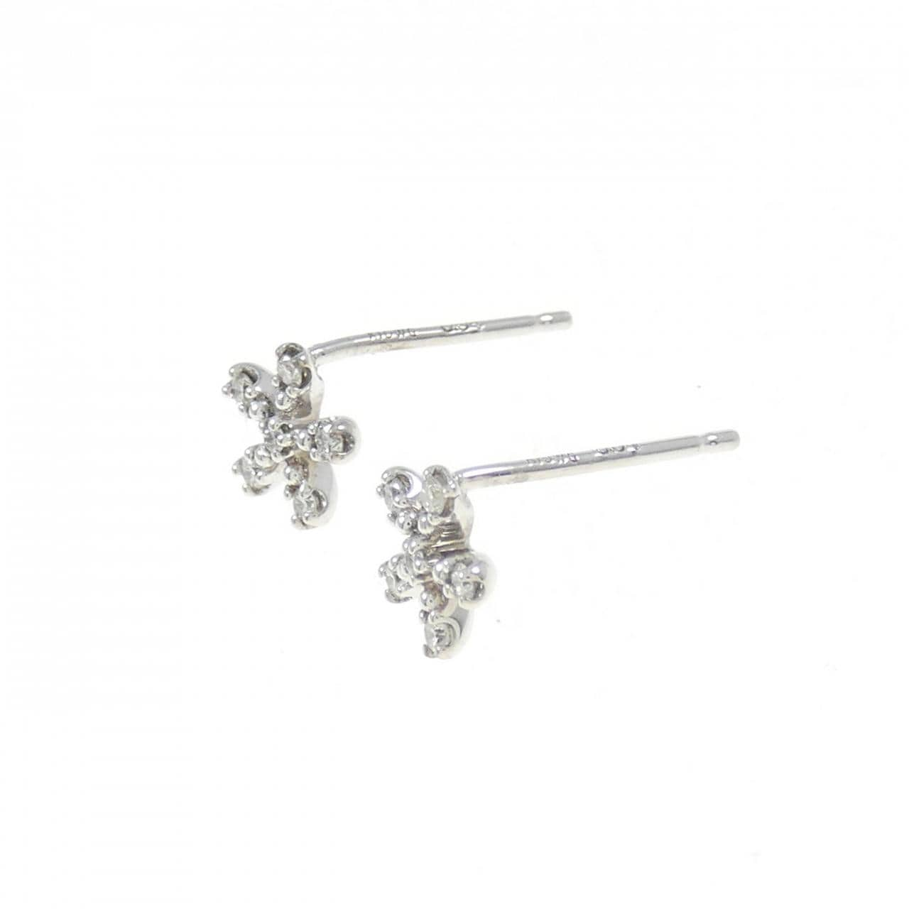 K10WG Flower Diamond Earrings 0.08CT