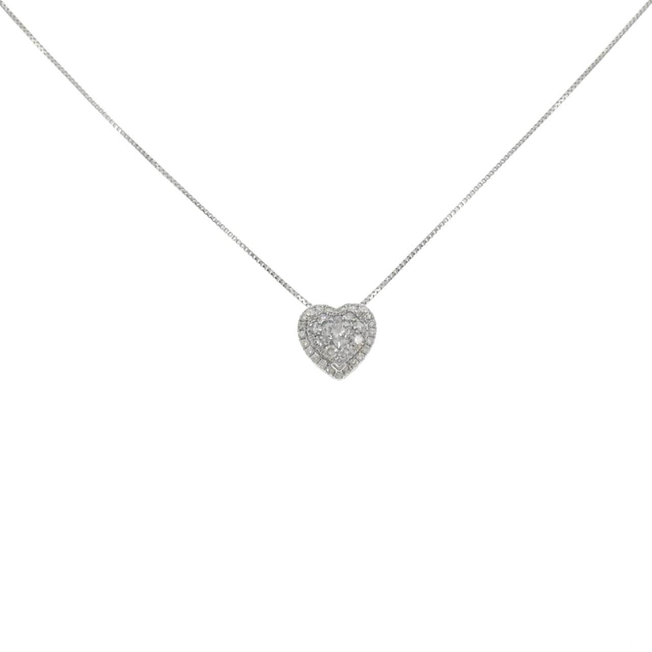 K18WG ハート ダイヤモンド ネックレス 0.36CT