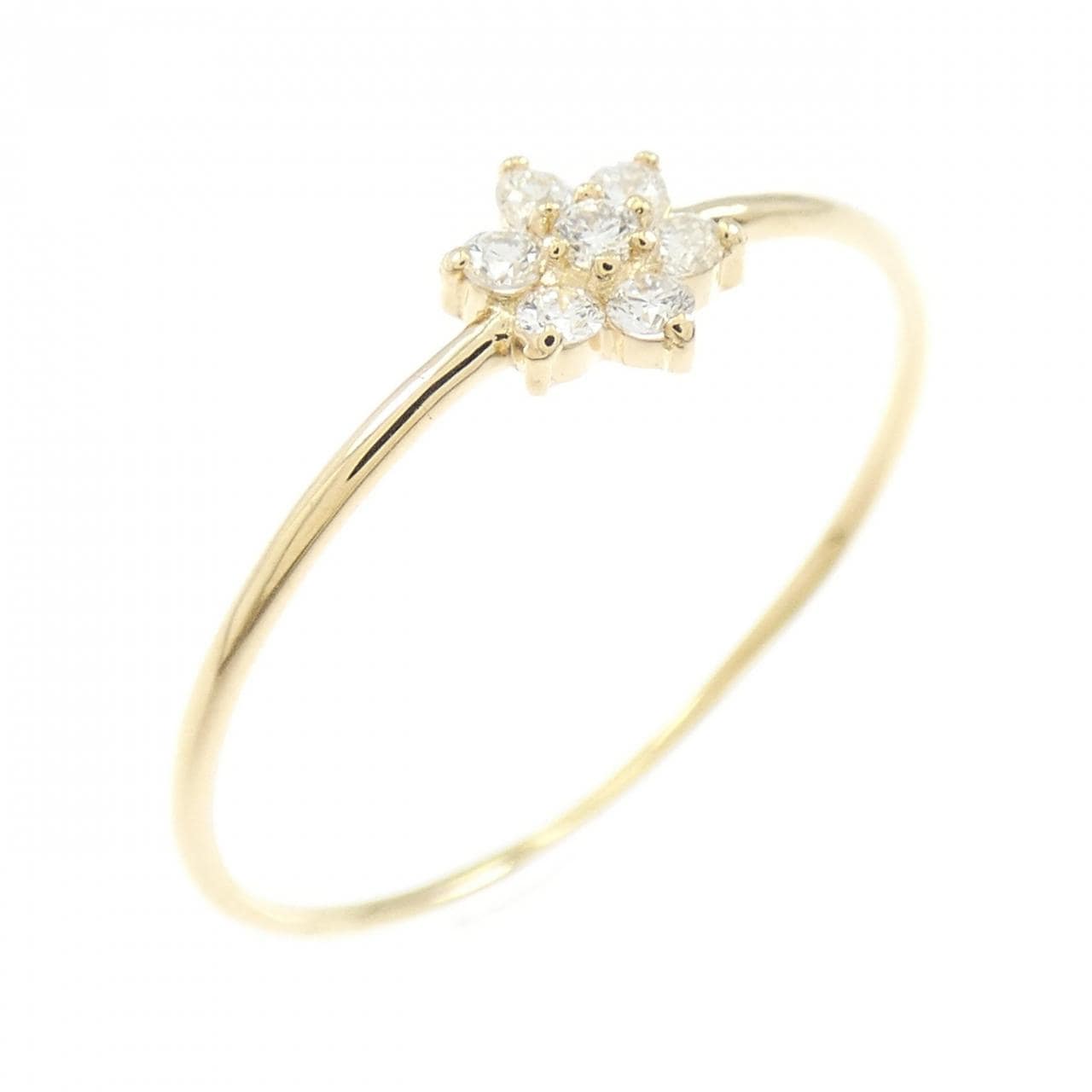 【リメイク】K18YG フラワー ダイヤモンド リング 0.10CT