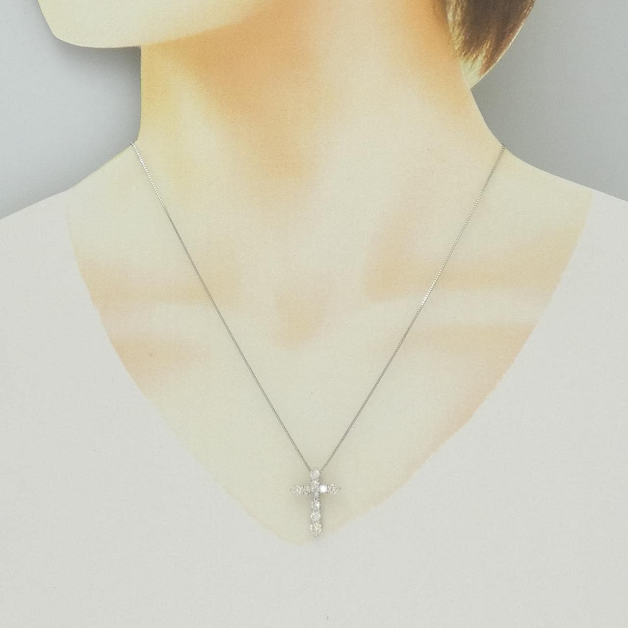 PT900/PT850 クロス ダイヤモンド ネックレス 1.00CT