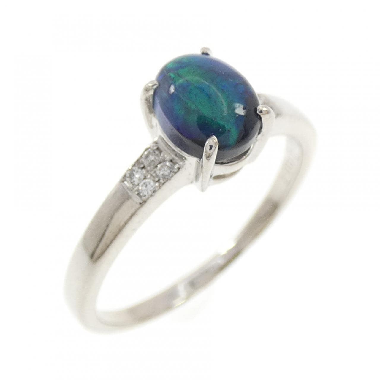 K18WG ブラックオパール リング 0.96CT