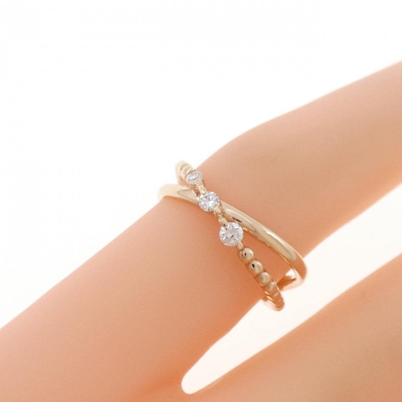 K18PG ダイヤモンド ピンキーリング 0.06CT