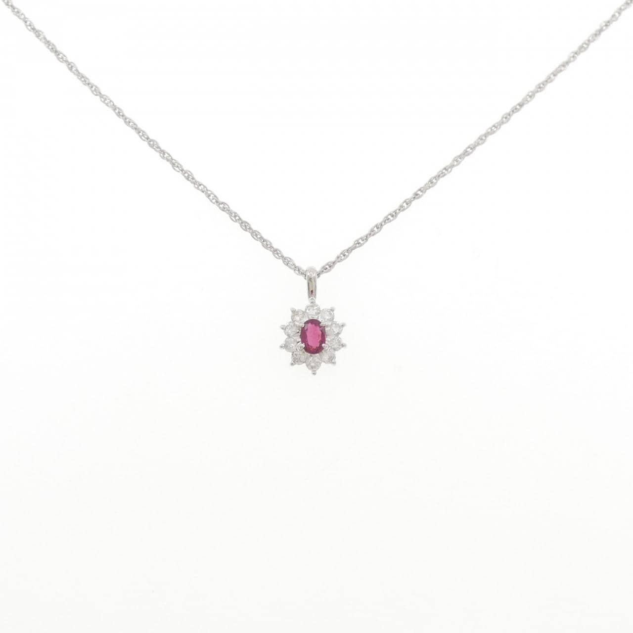PT900/PT850 ルビー ネックレス 0.52CT