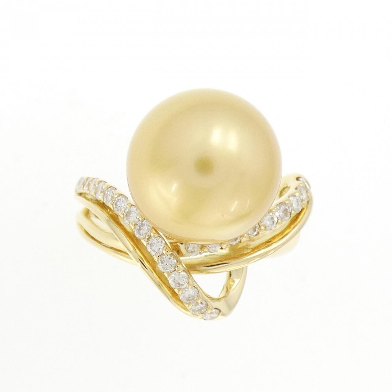 K18YG White Butterfly Pearl ring 12.3mm