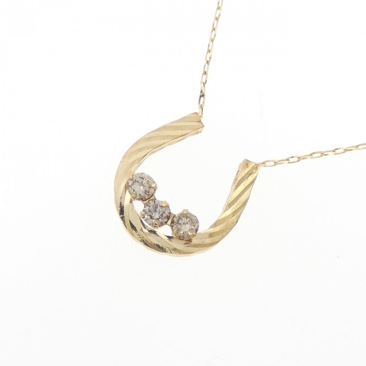 K18YG ホースシュー ダイヤモンド ネックレス 0.10CT