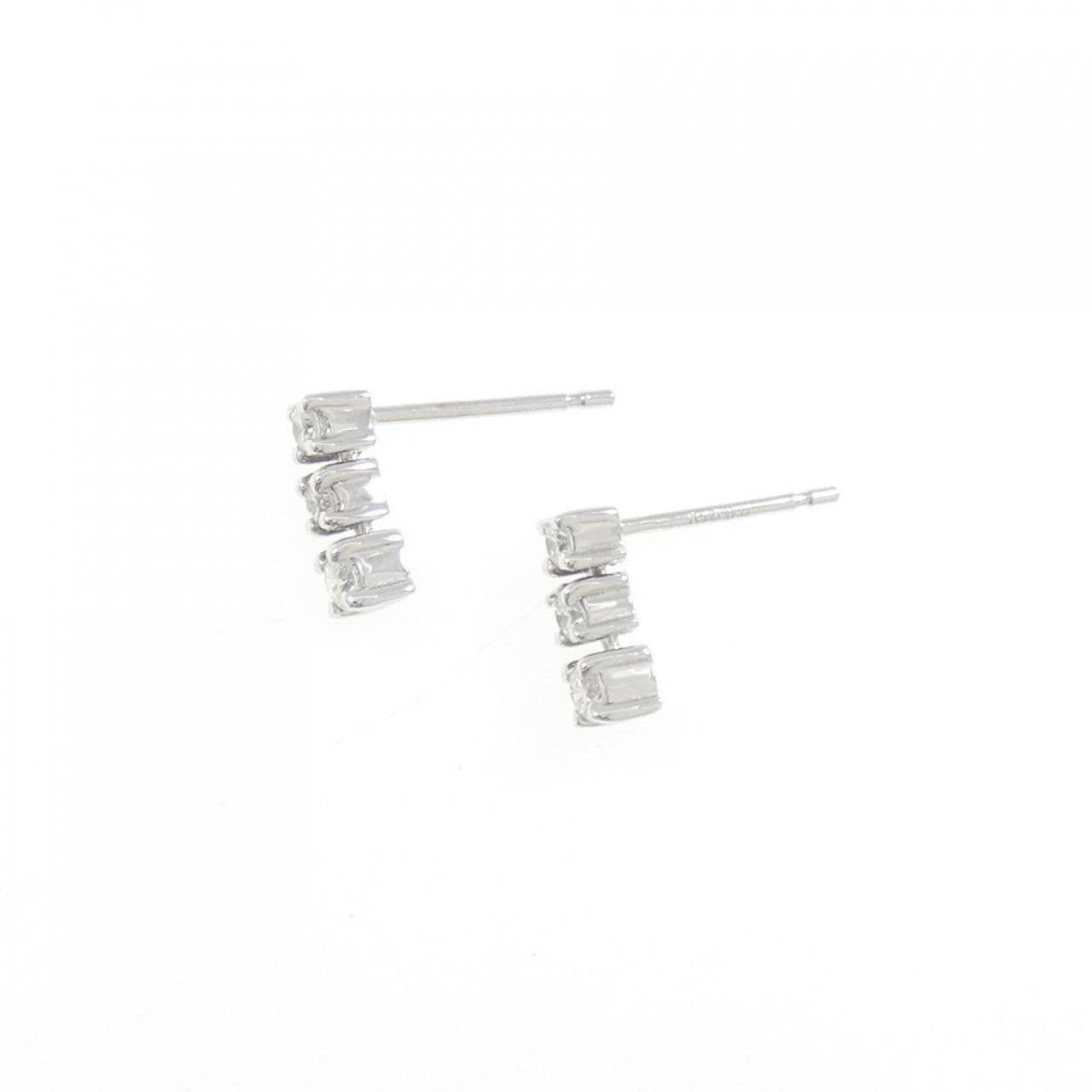 K18WG スリーストーン ダイヤモンド ピアス 0.20CT