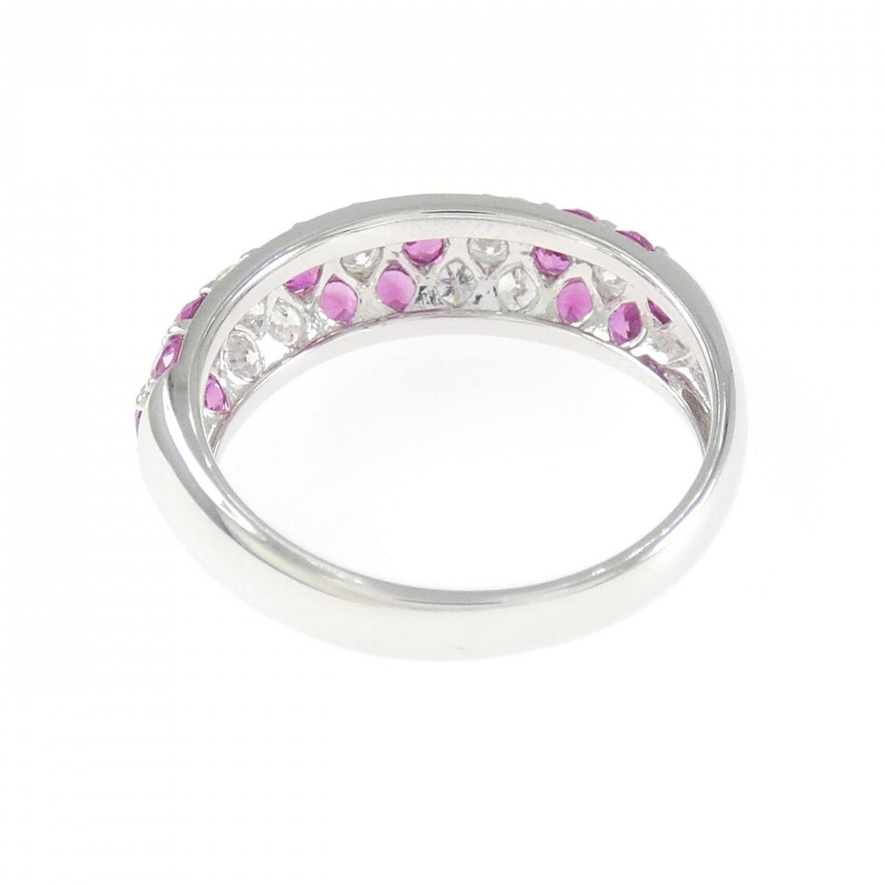 K18WG フラワー ルビー リング 0.78CT