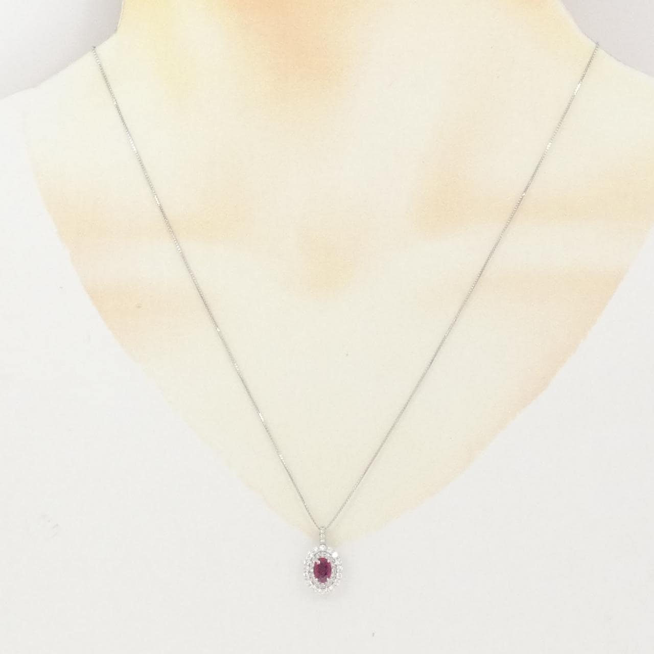 PT900/PT850 ルビー ネックレス 0.45CT