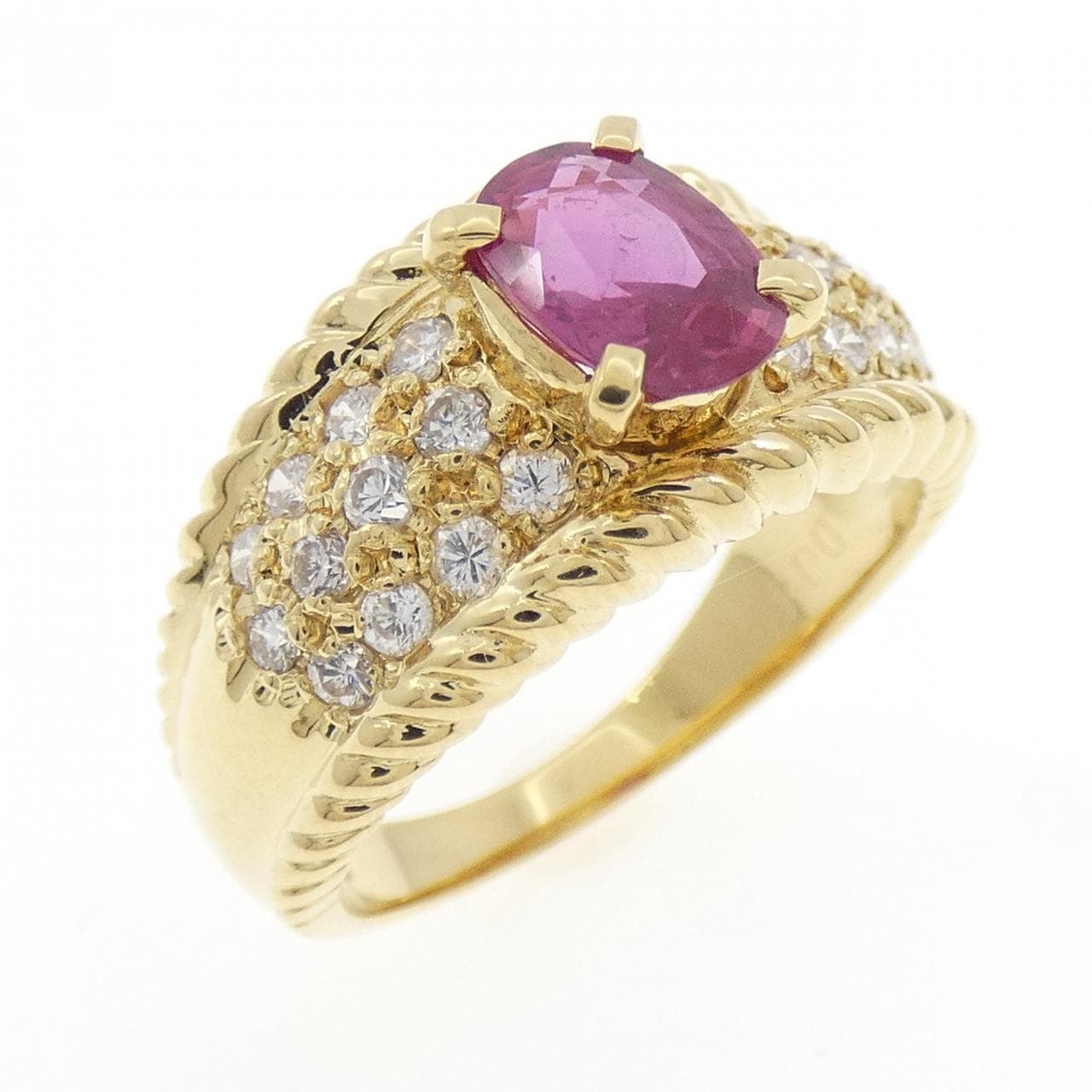 K18YG ルビー リング 0.88CT