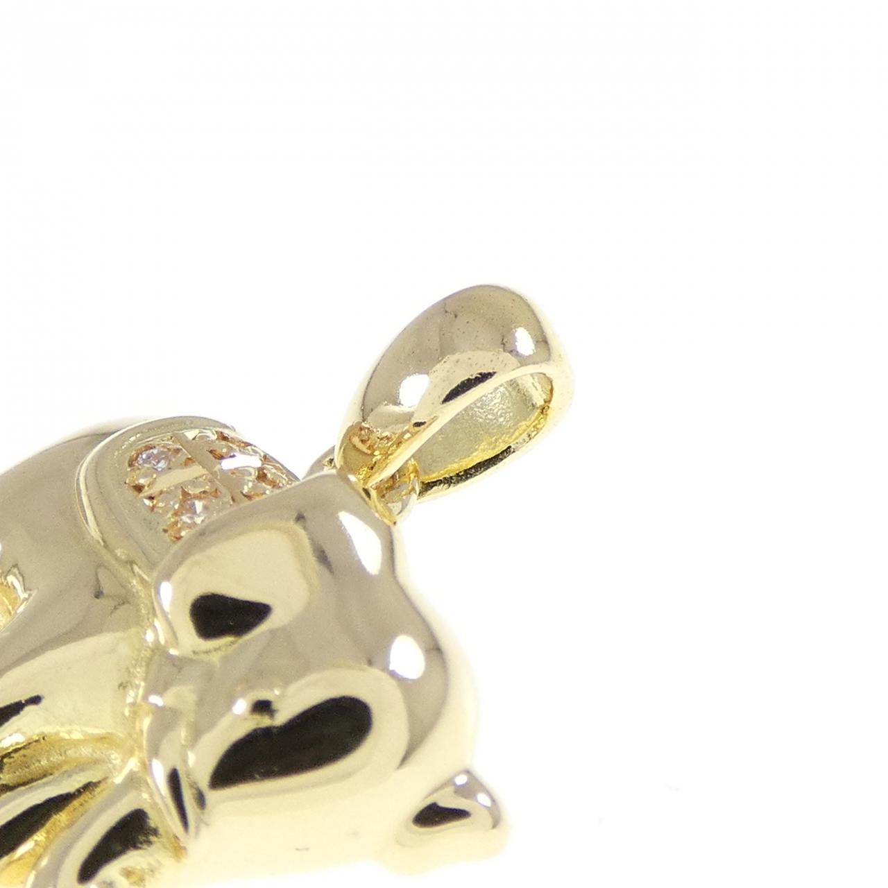 K18YG Elephant Diamond Pendant 0.01CT