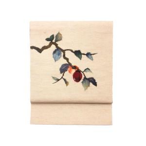 名古屋帯　紬織　和紙ちぎり絵