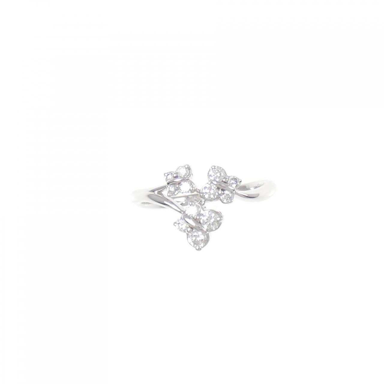 K18WG花朵鑽石戒指0.34CT