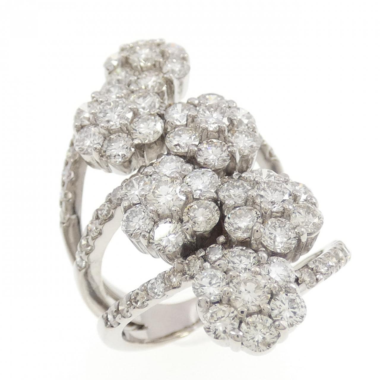750WG フラワー ダイヤモンド リング 3.40CT