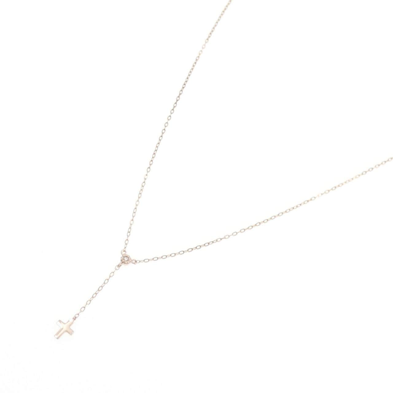 K10PG クロス ダイヤモンド ネックレス 0.01CT