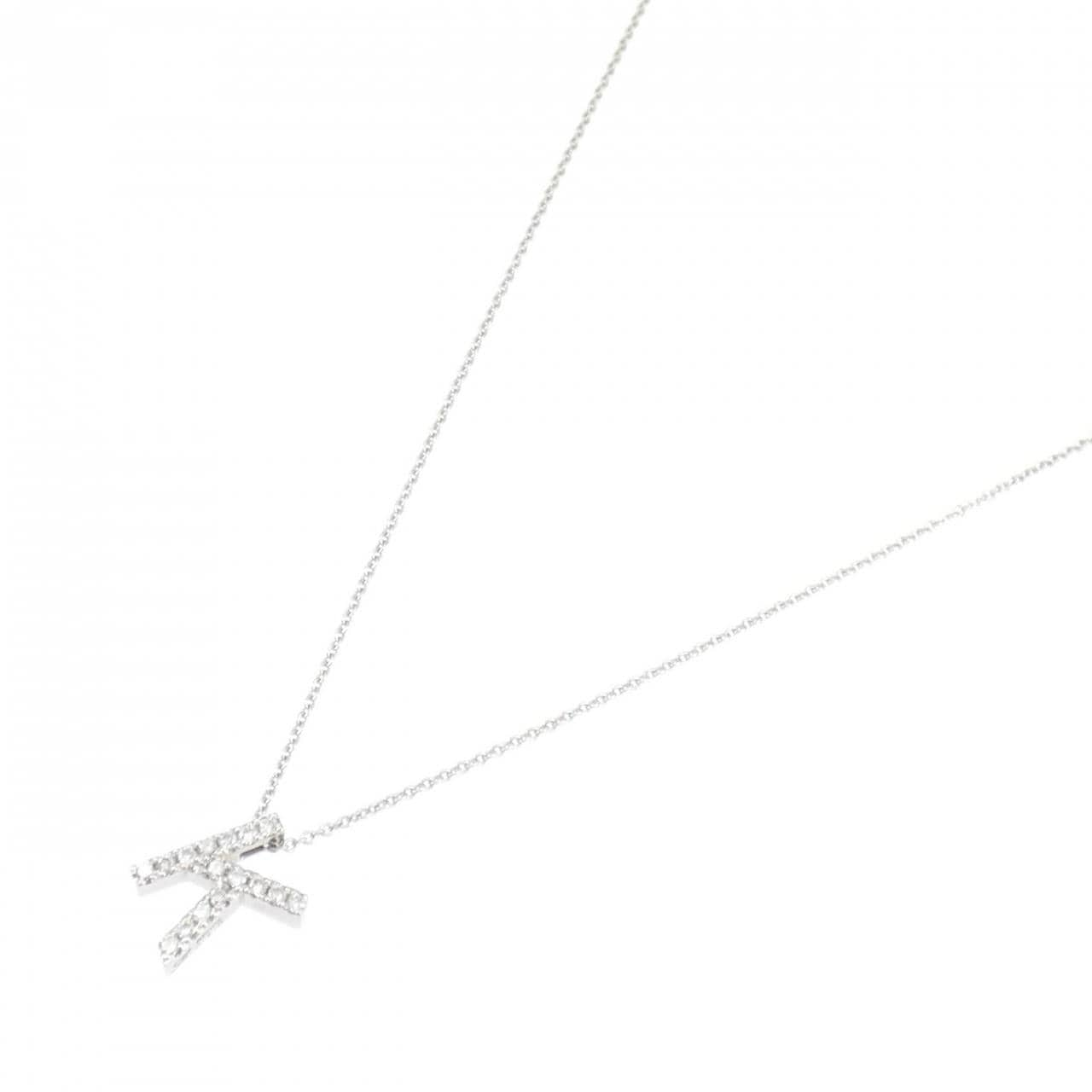 K18WG Initial K Diamond Necklace 0.16CT