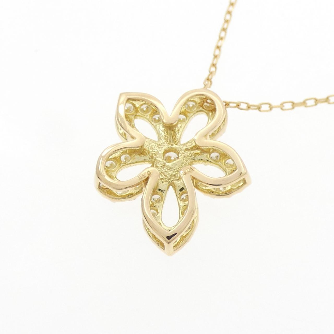 K18YG フラワー ダイヤモンド ネックレス 0.30CT