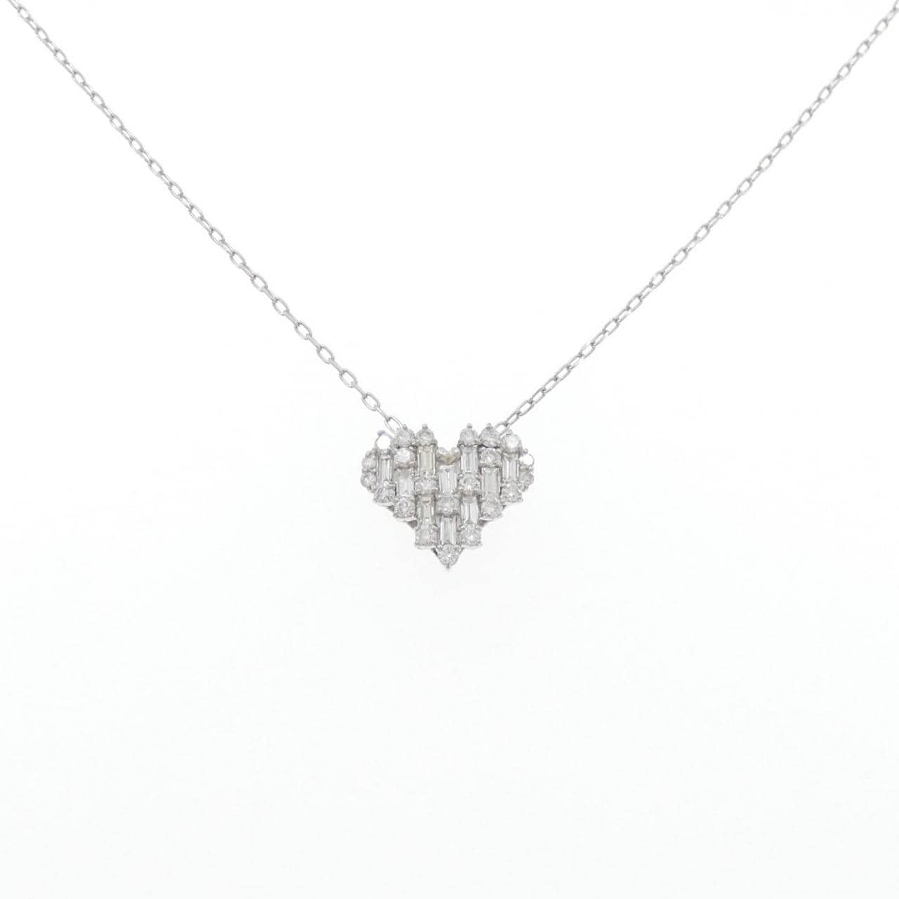 PT900/PT850 ハート ダイヤモンド ネックレス 0.60CT