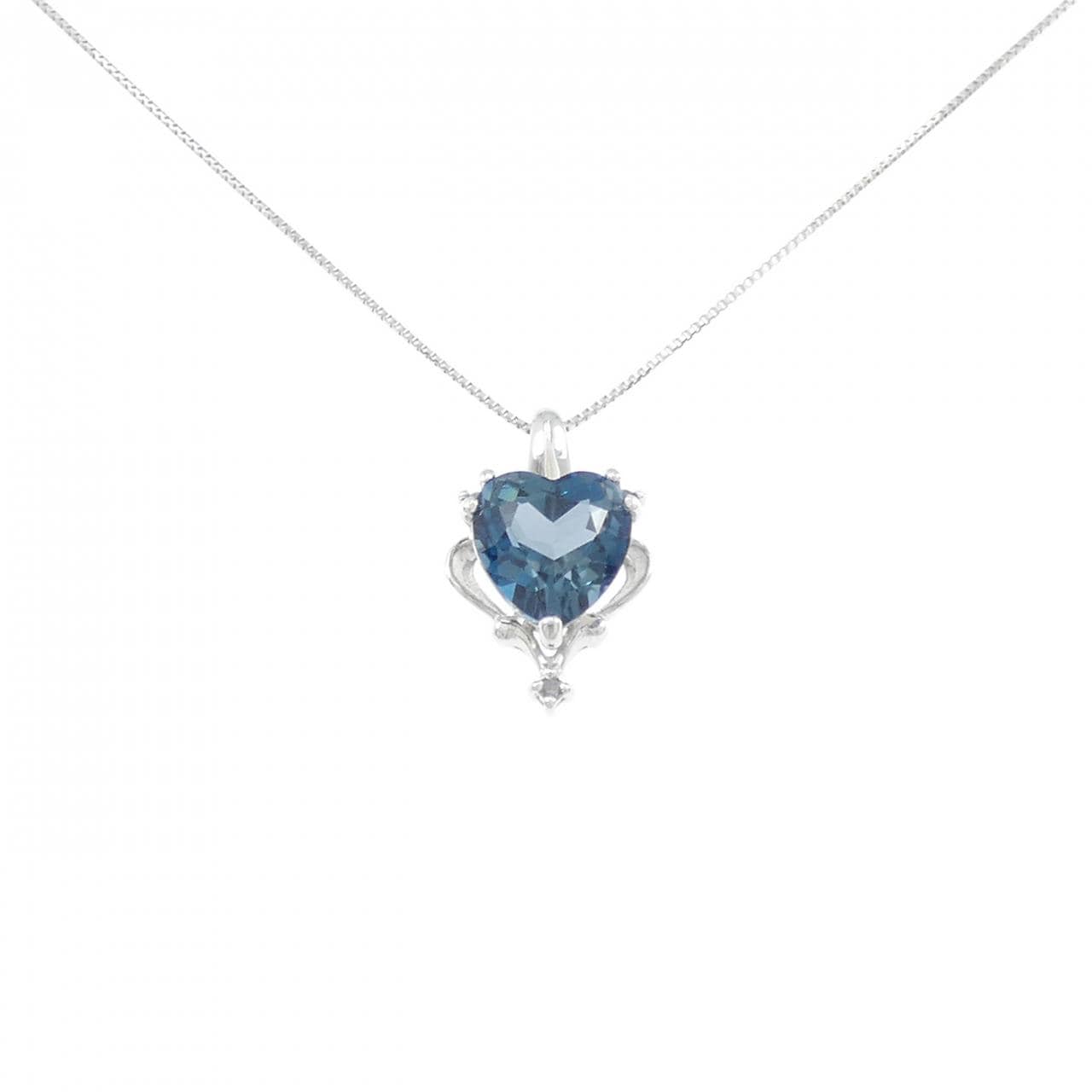 K18WG ハート ブルートパーズ ネックレス 2.50CT