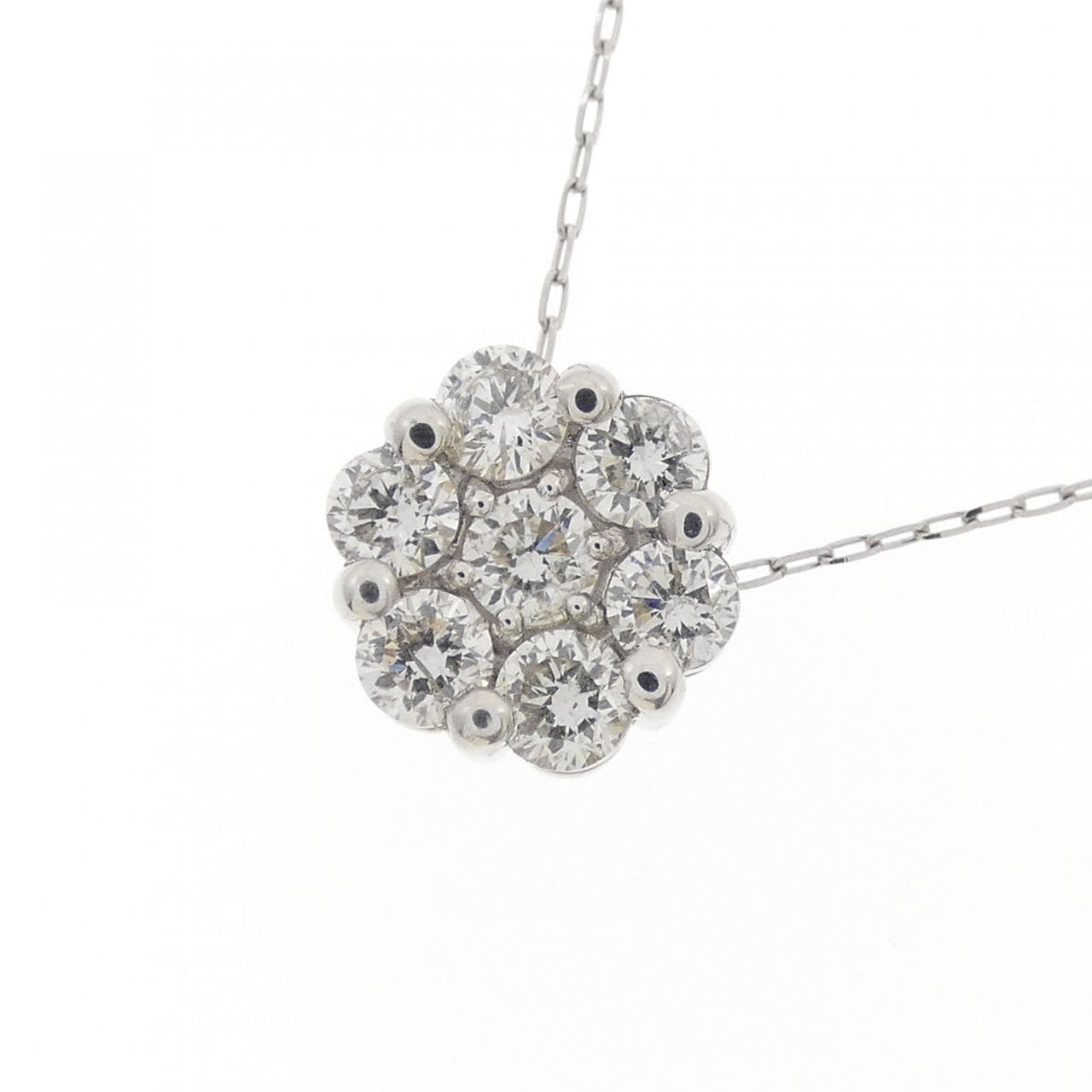 PT950/PT850 フラワー ダイヤモンド ネックレス 0.50CT