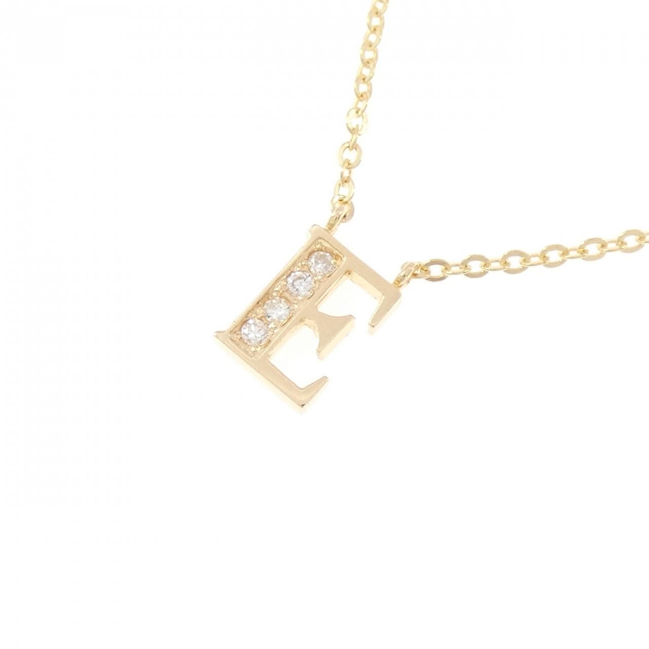 K18YG イニシャルE ダイヤモンド ネックレス 0.01CT