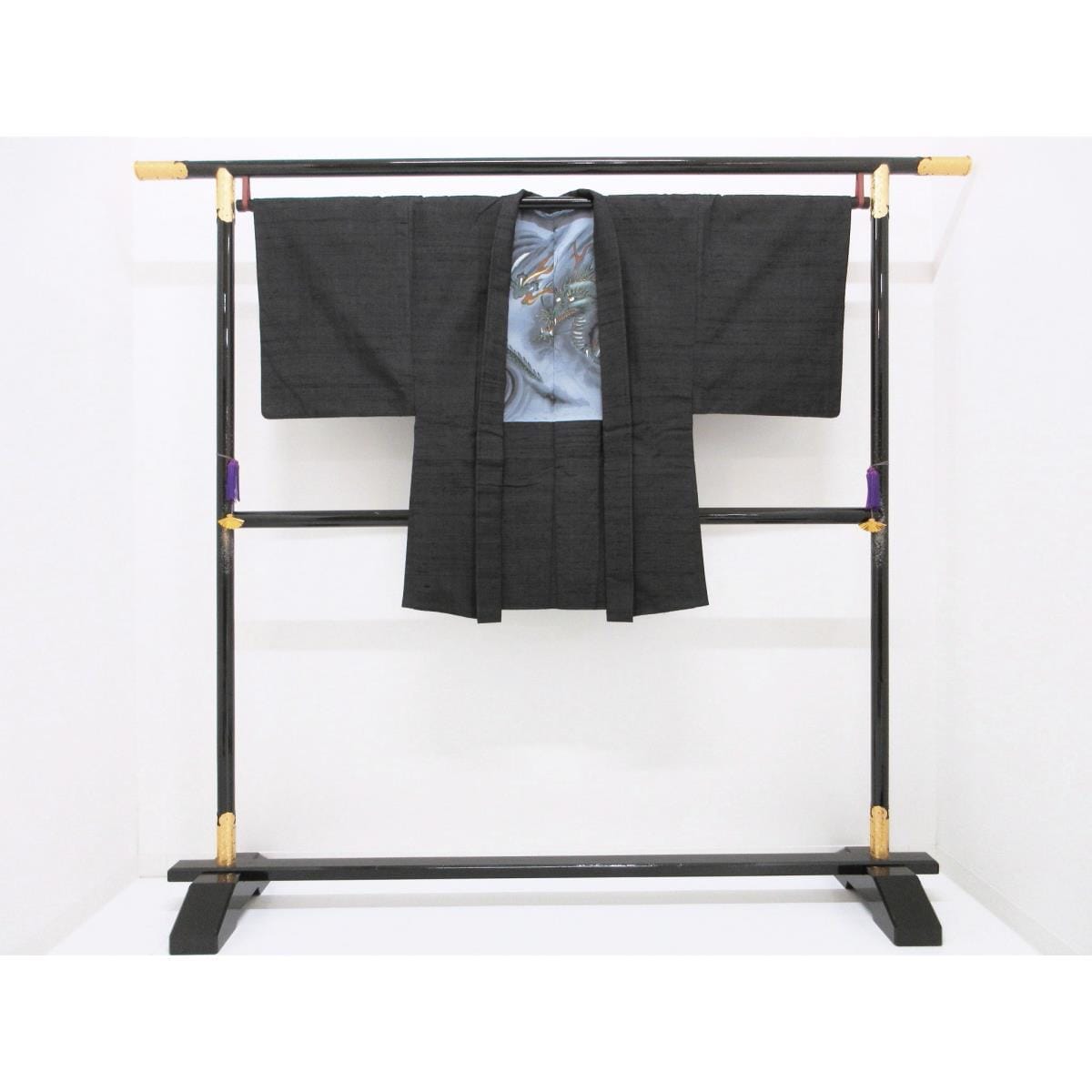 Men's pongee kimono and haori 2-piece set