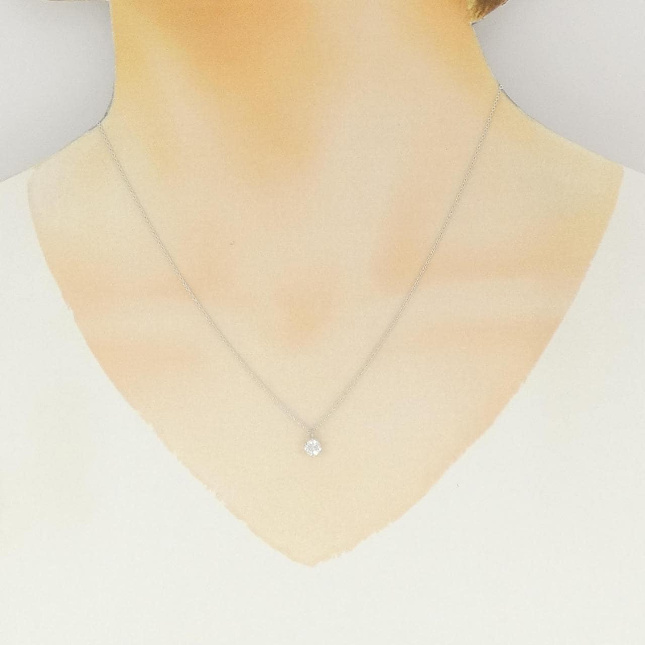 K18WG ソリティア ダイヤモンド ネックレス 0.33CT