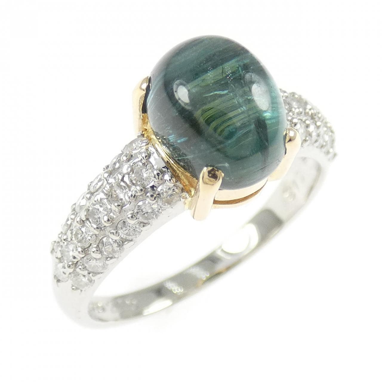 PT900/K18YG トルマリンキャッツアイ リング 2.25CT