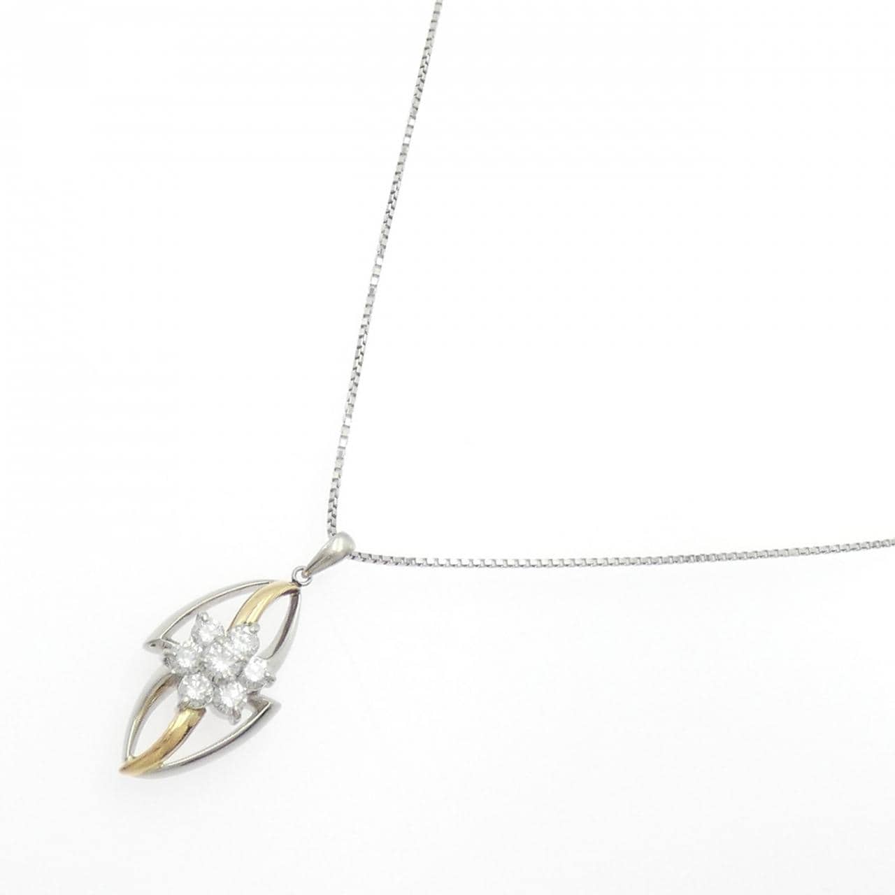 K18/PT/PT850 フラワー ダイヤモンド ネックレス 1.06CT